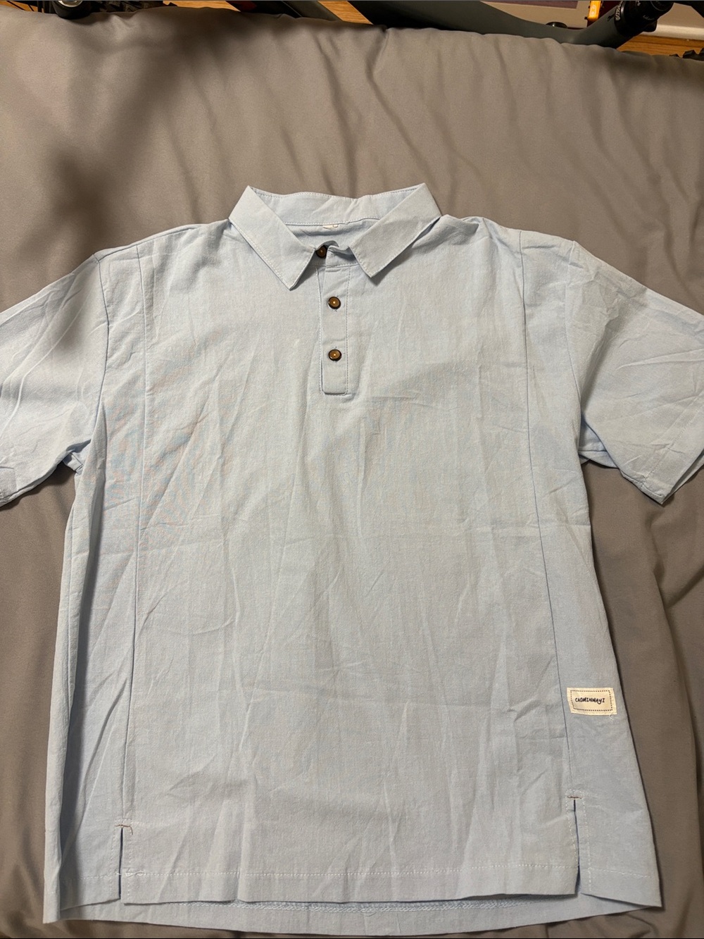 Light Blue Linen Shirt - 3-Button Collar